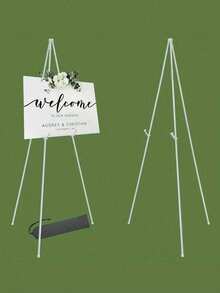 1pc 63 Inch Wedding Sign Stand, Foldable Floor Display Rack, Black Tripod, Suitable For Wedding Signs, Posters, Welcome Boards, Large Adjustable Metal Easel, Black Base, Easter Gift, Suitable For Wedding Banners And Poster Display, Desktop Metal Easel - Multicolor - View 2