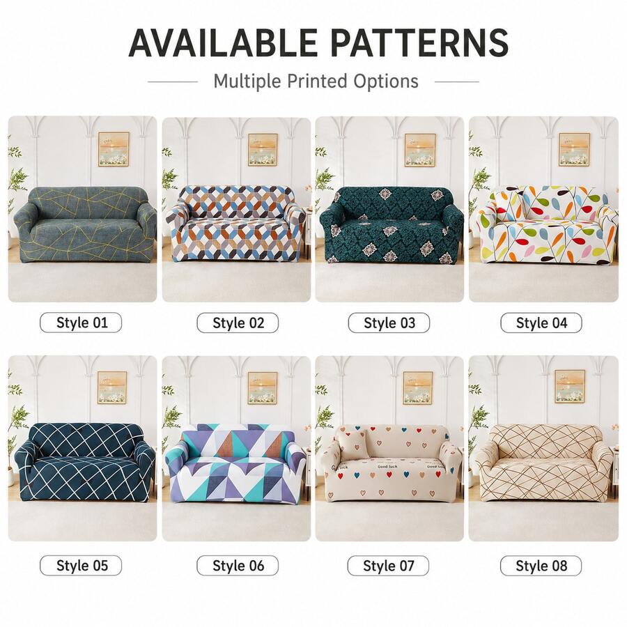 Milk Silk Printed Full Cover Elastic Universal Sofa Cover, Anti-Scratch, Removable And Washable, Thickened Dust-Proof, Suitable For All Seasons, For Living Room, Bedroom, Office Sofa - Champagne - View 1