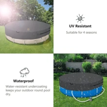 210D Oxford Fabric Round Above Ground Pool Cover, All-Season Foldable Waterproof Heat-Insulating Protective Cover, Anti-Leaf Snow Bug, Suitable For Inflatable Pools And Frame Pools, Outdoor Yard Villa Balcony Homestay - A - View 5