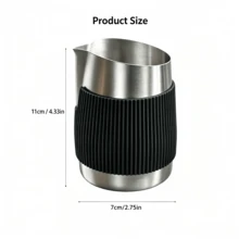 1PC 350ml Size Milk Frothing Pitcher, Stainless Steel Coffee Milk Mug Cup With Silicone Protective Sleeve, Latte Frothing Art Jug Pitcher Mug Cup For Office Kitchen, Milk Frothing Pitcher For Latte Coffee Art For Office Kitchen, Coffee Lovers - Multicolor - View 3