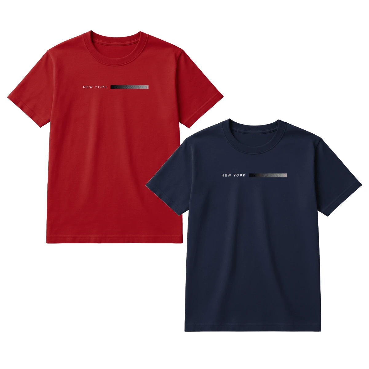 Set Of 2 Men's T-Shirts, 100% Premium Cotton, Printed, Various Colors, New Release - 海軍藍和紅色 - 查看 1