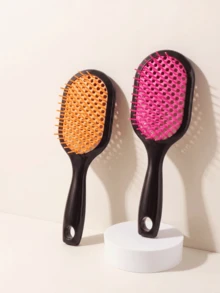1 pezzo Spazzola per capelli ventilata, spazzola districante per capelli bagnati e asciutti, pettine di styling con design cavo per asciugatura rapida per donne con capelli spessi e ricci, strumento per massaggio del cuoio capelluto e cura dei capelli - cornice nera - Visualizzare 1