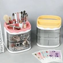 1pc Office Desk Pen Holder, Desk Organizer, Creative Cartoon Storage Box, Makeup Brush Holder, Bathroom Storage Box, Rotating Drawer Desk Organizer - Multicolor - View 9