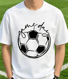 Men's Crew Neck T-Shirt, Printed Shirt For Football Fans And Casual Shirt, Ideal For Sporting Events And Casual Wear, Made Of Comfortable Cotton. - 白色 - 查看 1