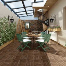 Butterslay Set Of 27 Wood Flooring Tiles Interlocking Deck Tiles Waterproof DIY Furniture Deck Tiles All-Weather Wooden Tiles For Garden Patio Backyard Indoor, Brown/Black/Wood - Brown-wood Flooring Tiles - View 11