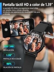 Smartwatch With 2 Straps (Steel + Silicone), Bluetooth Calls, Heart Rate Monitor, Sports And Notifications For Android And IOS - Black - View 4