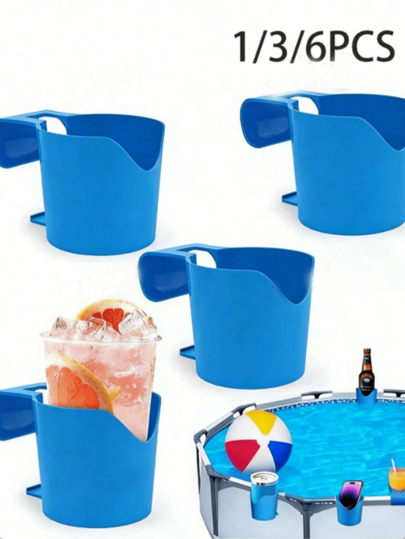 Pool Cup Holder, Plastic Drink Holder, Designed For Swimming Pool, Sturdy Structure, Easy-To-Use Clip-On Spill-Proof Cup Holder; Stylish Summer Vertical Pool Drink Holder, Also Suitable As Beer Cup Holder, Perfect For Summer Parties