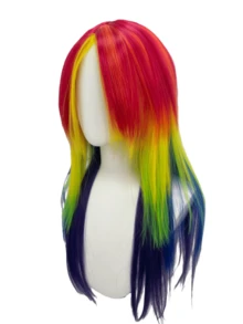 Rainbow Gradient Layered Wolf Tail Long Wig, Color Block Patchwork Choppy Cut, Eye-Catching Personalized Styling Headpiece For EDM Festival, Nightclub, Rave, Anime Convention, Party, Photoshoot - View 4