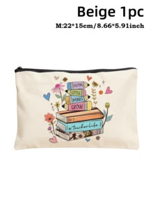 5pcs Best Teacher Theme Zipper Pouch Express Gratitude And Love Makeup Bag Various Snack Small Storage Bag Portable Multi-Functional Storage Bag Teacher Travel Storage Gift Thanksgiving Christmas Birthday Teacher's Day Back To School Graduation Gift - Multicolor - View 60