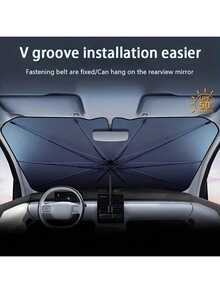 Easypie Selection 1PC Summer Car Sun Protection Umbrella Foldable Portable Car Window Heat Insulation Cover Anti-Ultraviolet Front Baffle Universal For Sedans And SUVs In-Car Fast Cooling Umbrella - A - View 12