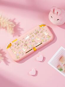 Conejo de dibujos animados lindo, flor de rosa francesa, patrón de lazo Funda protectora para Switch/Switch 2da generación/Carcasa protectora transparente con brillo, compatible con el nuevo Switch 2 (2025)/Switch NS/Switch OLED/Lite, adecuada y compatible con accesorios de consola de juegos Switch, juego completo, bolsa de almacenamiento, carcasa base con ranura para tarjeta, caja de almacenamiento de tarjetas de juego, funda protectora para Switch, mejor regalo compatible con jugadores de Switch - Multicolor - Ver 4