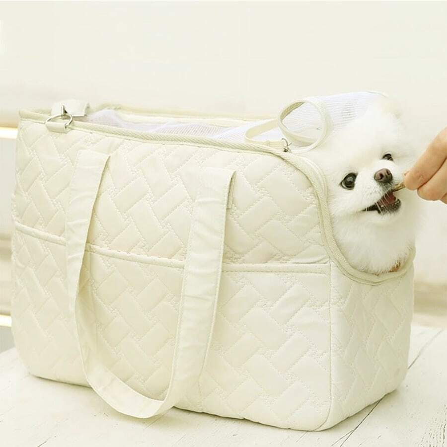 時尚寵物胸背帶 - 可拆卸肩帶適用於貓、幼犬、兔子及其他 7-15 磅寵物 | 透氣網格墊多功能口袋便攜式旅行野餐包