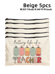 5pcs Best Teacher Theme Zipper Pouch Express Gratitude And Love Makeup Bag Various Snack Small Storage Bag Portable Multi-Functional Storage Bag Teacher Travel Storage Gift Thanksgiving Christmas Birthday Teacher's Day Back To School Graduation Gift - Multicolor - View 50