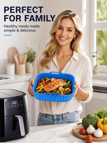 Reusable Silicone Air Fryer Liner Non-Stick Baking Basket Dishwasher Kitchen Baking Tool Multi-Color - 1pc - View 2