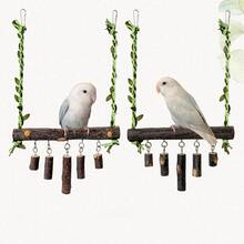 Parrot Wooden Wind Chime Swing Perch, Parrot Climbing & Claw Grinding Perch, Suitable For Cockatiel/Budgie/Lovebird/Other Parrots, Universal Cage Interior Fun Perch, Parrot Toy, Bird Cage Accessory - View 5
