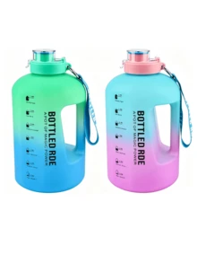 1pc Matte Gradient One-Gallon Fitness Water Jug, Large-Capacity Hand-Held Water Cup With Measurement Markings, Leak-Proof Flip-Top Lid, Portable Hydration Bottle For Outdoor Cycling And Workouts, High-Temperature Resistant Portable Water Bucket - Multicolor - View 4