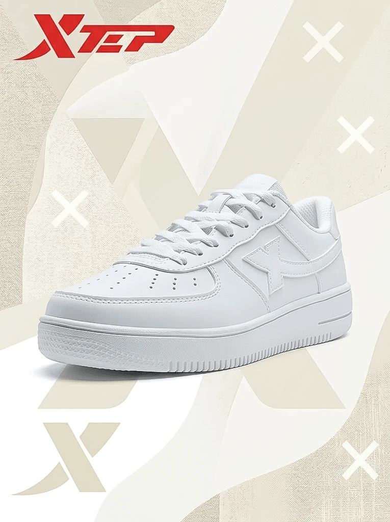 XTEP Air Force 1 白色女款夏季情侶休閒鞋 厚底百搭運動鞋 滑板鞋 新款白色 - 新白色 - 查看 1