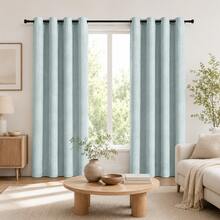 NOSBEI 2pcs Blue Blackout Curtains, Grommet Top Thermal Insulated Curtain Fabric, Bedroom Living Room Light Blocking Privacy Curtains - Baby Blue - View 12