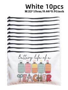 5pcs Best Teacher Theme Zipper Pouch Express Gratitude And Love Makeup Bag Various Snack Small Storage Bag Portable Multi-Functional Storage Bag Teacher Travel Storage Gift Thanksgiving Christmas Birthday Teacher's Day Back To School Graduation Gift - Multicolor - View 24