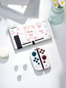 1pc Cute Cat Strawberry Bow Pattern Switch Protective Case, Compatible With Switch2 2025, OLED/NS, Switch Game Console Protective Cover Storage Bag, Battery Version Game Console Accessory Protective Case, Best Gift For SWITCH Players - Multicolor - View 3