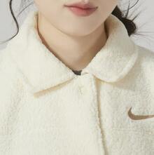 Nike Comfortable And Versatile Solid Color Logo Single-Breasted Fleece Casual Jacket For Women, Off-White - Off White - View 5