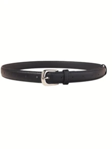 1/2pcs Metal Buckle Belt, Simple Versatile Thin Waist Belt, Solid Color Waist Belt, Suitable For Pants And Skirts - Silver Buckle - View 5