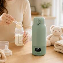 YKV Portable Water & Milk Warmer With Digital LCD Display, Battery Powered, Fast Heating, Suitable For Travel, Includes Silicone Cleaning Brush - Baby Bottle Warmer & Hygiene Cleaning Set - H103 - View 2