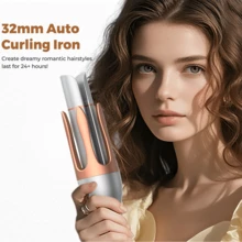 UKLISS One-Click Automatic Hair Curler With 3 Temperature Settings, Fast Heating And Bi-Directional Rotation, Anti-Scald And Anti-Tangle Rotating Curling Iron, Birthday Gift, Travel Essential, Mother's Day, Valentine's Day - Silver - View 10