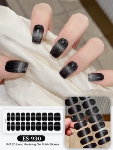 Cross-Border New Semi-Cured Gel Toe Nail Stickers, Glitter Shiny Design, In Stock Wholesale, Waterproof And Long-Lasting - 黑色 - 查看 1