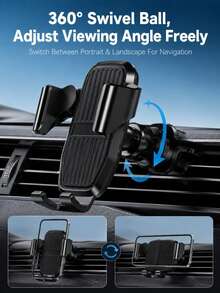 Upgraded Car Air Vent Phone Holder, Y-Shaped Stable Locking Gravity Phone Mount, 360° Rotating Hands-Free, Reinforced Hook Anti-Shake, One-Hand Operation, Universal For Sedan, SUV, Truck Interior - A - View 3