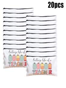 5pcs Best Teacher Theme Zipper Pouch Express Gratitude And Love Makeup Bag Various Snack Small Storage Bag Portable Multi-Functional Storage Bag Teacher Travel Storage Gift Thanksgiving Christmas Birthday Teacher's Day Back To School Graduation Gift - Multicolor - View 73
