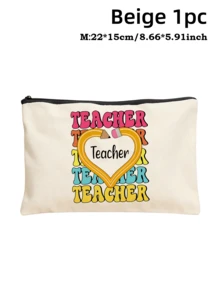 5pcs Best Teacher Theme Zipper Pouch Express Gratitude And Love Makeup Bag Various Snack Small Storage Bag Portable Multi-Functional Storage Bag Teacher Travel Storage Gift Thanksgiving Christmas Birthday Teacher's Day Back To School Graduation Gift - Multicolor - View 80