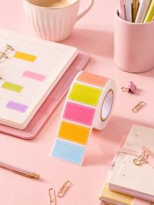 500 pièces Rouleau d'étiquettes vierges auto-adhésives de couleur macaron, étiquettes de classification inscriptibles pour étudiants, école, boîtes de classement, rangement de fournitures scolaires - Plusieurs styles - Voir 8