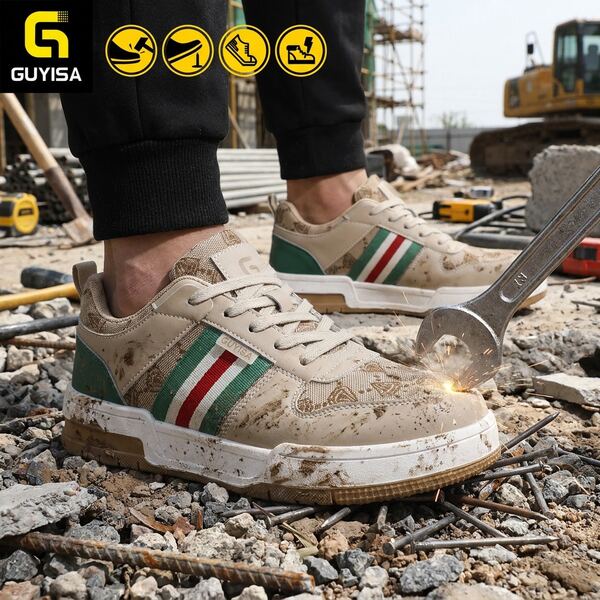 Women's Protective Shoes, Anti-Crush Anti-Puncture Steel Toe Fashion Flat Work Shoes, All-Season Wearable Work Function, Soft Comfortable Summer Lightweight Breathable (Size Runs Large, Please Choose One Size Smaller)