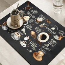 1 For Coffee Machine Kitchen Countertop Drip Mat, Strong Absorbent Mat, Heat-Insulating Coaster, Oil-Proof Table Mat, Coffee Bar Accessories; Super Absorbent Non-Slip Silicone Drain Mat, Suitable For Kitchen Countertopswu - Black - View 2