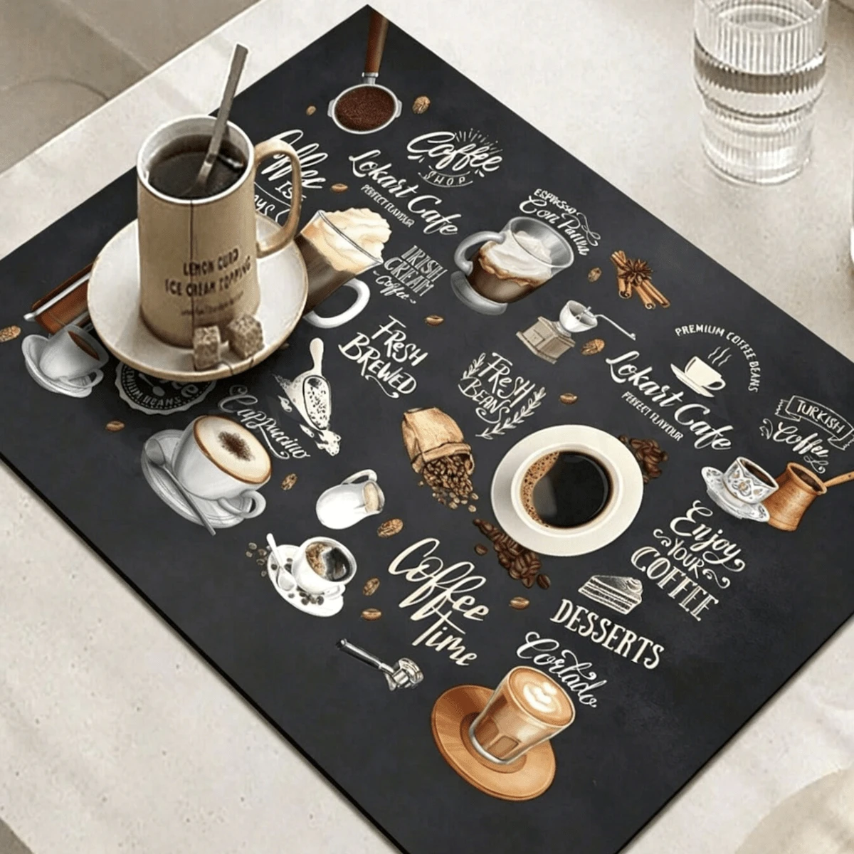 1 For Coffee Machine Kitchen Countertop Drip Mat, Strong Absorbent Mat, Heat-Insulating Coaster, Oil-Proof Table Mat, Coffee Bar Accessories; Super Absorbent Non-Slip Silicone Drain Mat, Suitable For Kitchen Countertopswu