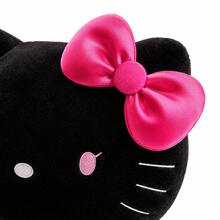1 pieza Muñeco de peluche de gato lindo negro y rosa con lazo de satén, muñeco de animal de peluche suave, adecuado para decoración de dormitorio, almohada y regalo - Negro - Ver 2