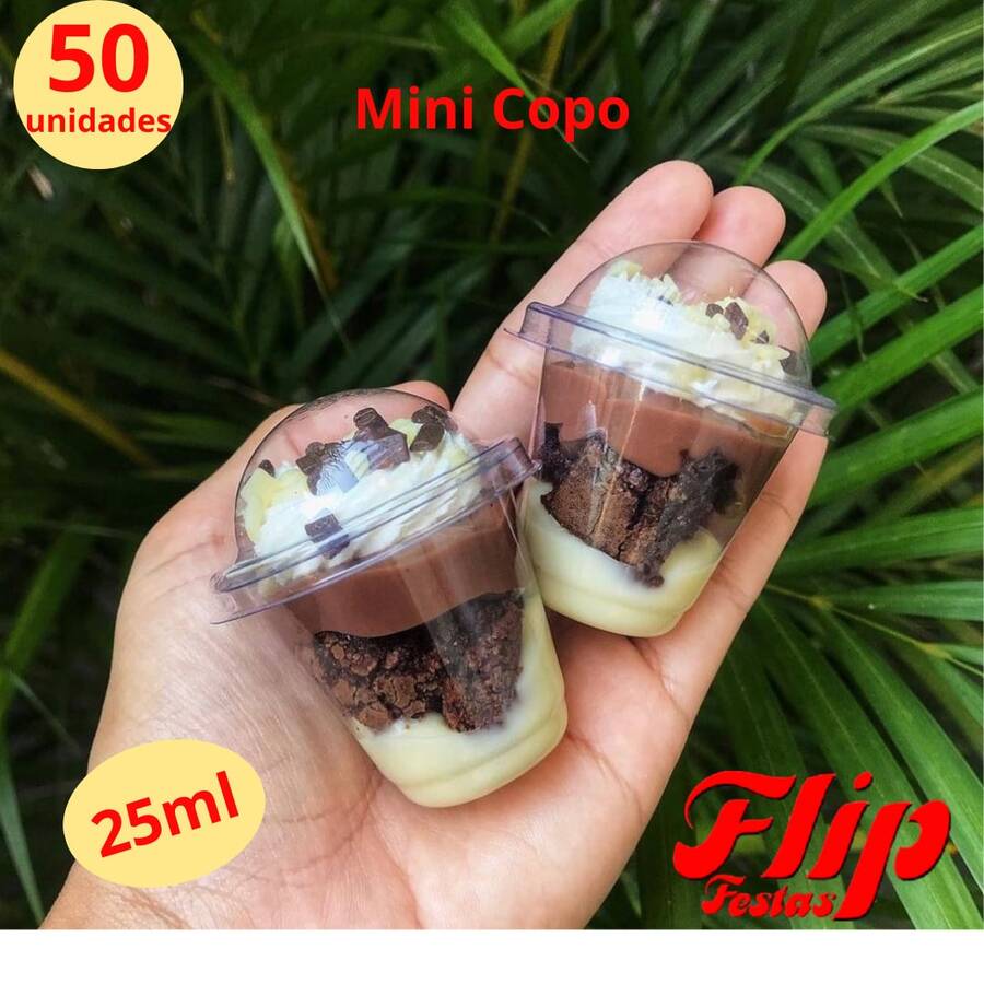50 Unid Mini Copo Bolha 25ml p/ Brigadeiro e Doces de Colher Marca FlipFestas