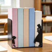 Urban Fashion Figure Silhouette Iron Art Book Stand | Black Metal Desktop Book Storage Stand Anti Slip Book Stand | Modern Simple Art Decorative Bookshelf Organizer Suitable For Students/Office/Study/Library | High End Office Desk Storage Book Stand. - Black - View 8