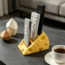 Cute Cheese-Shaped Remote Control Holder, Can Hold 3 Remotes, Multi-Functional Desktop Storage Box And Remote Control Stand, Suitable For Office Desk Storage - Yellow - View 3