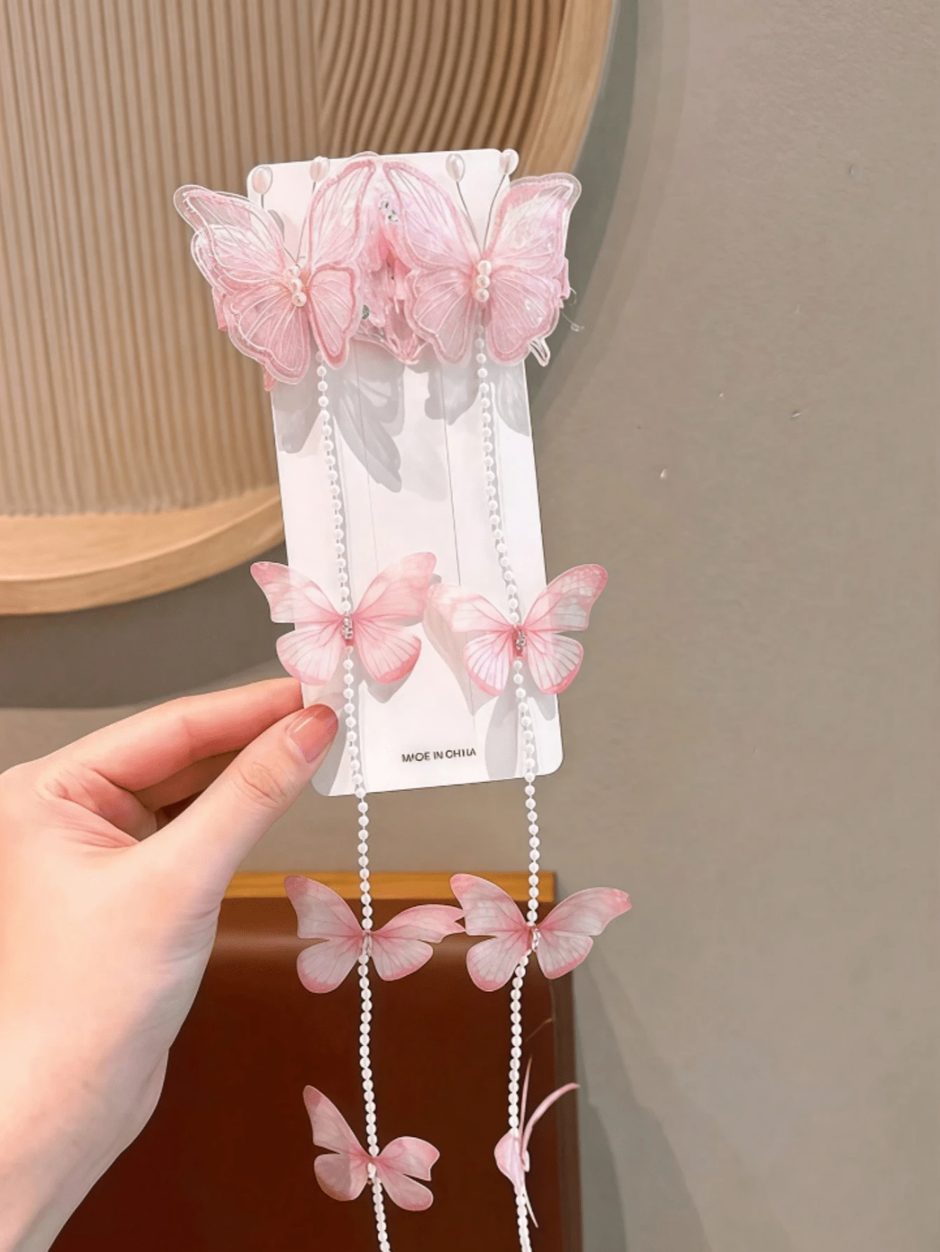 2pcs Butterfly Hair Clips With Faux Pearl Tassel Braided Hair Clips, Sweet Princess Hair Accessories For Girls, Can Be Used For Braiding, Hair Ties, Photography And Outfit Matching (Paper Card For Display Only)