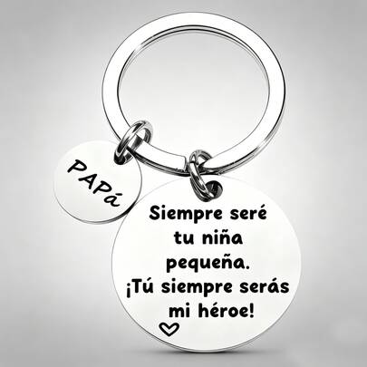 Dad Keychain - "You'll Always Be My Hero" Spanish Engraved Father's Day Gift, Hero Dad Exclusive Keychain