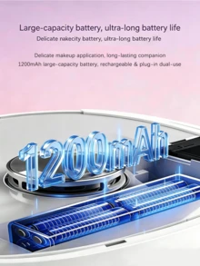 HYUNDAI Espelho de Maquiagem Inteligente de Alta Definição de 9 Polegadas para Mesa com Luz de Preenchimento de 3 Cores, Espelho de Vaidade LED, Presente de Aniversário Prático para Namorada e Mãe, Renderização de Cor Alta 97Ra + Superfície de Espelho Grande de 9 Polegadas + Brilho de 3500lux - Branco - Visão 3