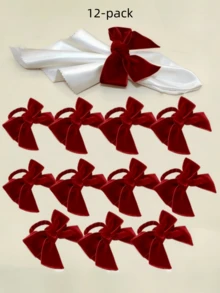 4pcs/6pcs/12pcs Bow Napkin Rings, Velvet Fabric Holiday Napkin Buckles, Gold Red Green Napkin Rings, Simple Napkin Rings, Hotel Table Setting Bow Tableware Napkin Buckles, Wedding Table Napkin Rings, Suitable For Various Occasions, Women's Gatherings, Fashionable Elegant Weddings And Various Parties - Multicolor - View 15