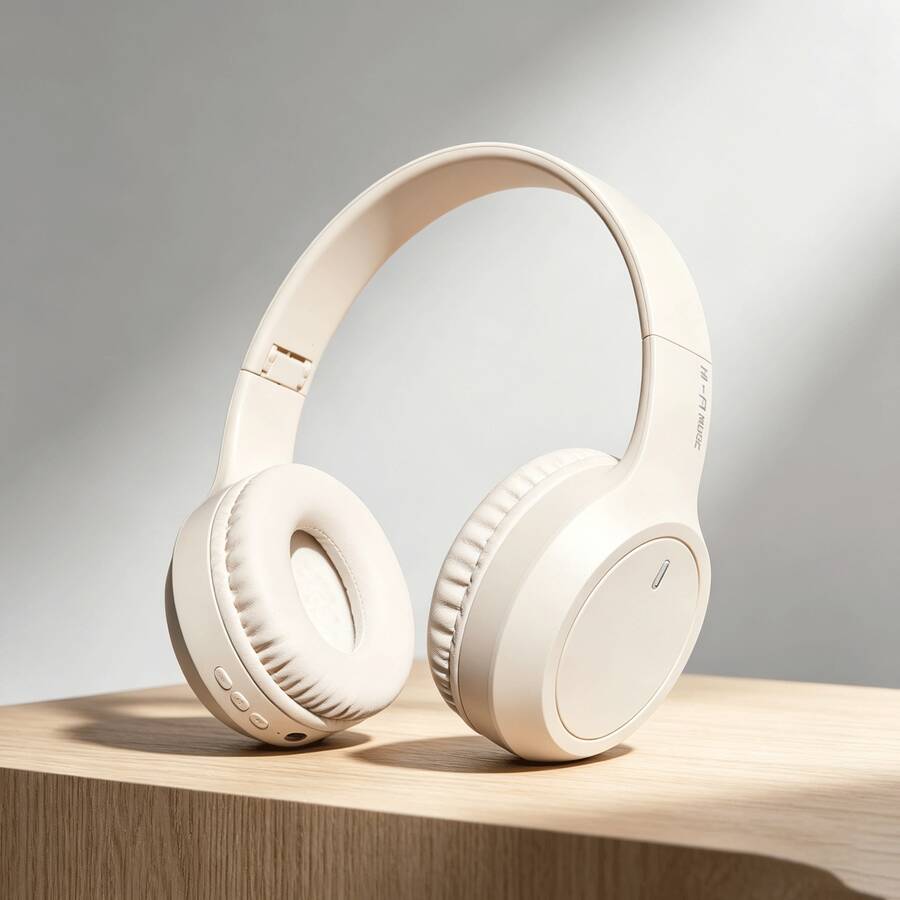 Gerripuer M2 Foldable Extendable Wireless Bluetooth Headphones, USB-C Charge, Dual Mic, Suitable For Phone, Gaming, Online Classes, Beige & Khaki Color, Affordable Gift For Valentine/New Year