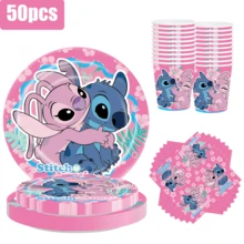 50pcs Stitch Theme Party Set, Back To School Season Decoration, Room Decor Suitable For 10 People, Disposable Birthday Party Tableware Including Plates, Cups And Napkins. Holiday Decoration Supplies, Suitable For Camping, Picnic, Backyard BBQ And Party Decoration, Also Ideal Decoration For Halloween, Christmas And Party, And Great Surprise Gift For Fans. - Multicolor - View 13