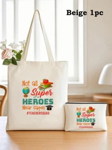 5pcs Best Teacher Theme Zipper Pouch Express Gratitude And Love Makeup Bag Various Snack Small Storage Bag Portable Multi-Functional Storage Bag Teacher Travel Storage Gift Thanksgiving Christmas Birthday Teacher's Day Back To School Graduation Gift - Multicolor - View 33