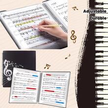 Professioneller A4 schwarzer Spiral Notenhefter, 20 Blatt 40 Seiten doppelseitiges Notizbuch, verstellbar für Klavier, Gitarre, Geige Notenlagerung, Schulbedarf, Schulanfangbedarf, Schulstationerei - A - Übersicht 5