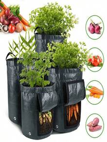 Bean Planting Bag, Durable Fabric Garden Pot With Lid And Handle, Spring Planting Bag, Plant Growth Bag, Potato Vegetable Plant Cultivation Planting Bucket With Door - Multicolor - View 8