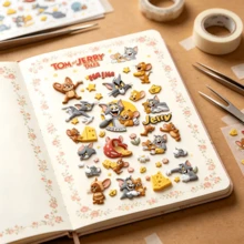 ToTom And Jerry Japanese Fresh Soft Cute Style Toy Sealing Stickers, Crafted With Candy Drip Glue Process, American Vintage Series 3D Embossed Stickers - Multicolor - View 4